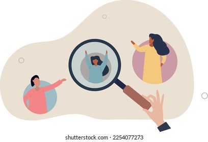 Recruiting employees and human resources hiring job.Search candidates and talents for company staff and team.flat vector illustration.