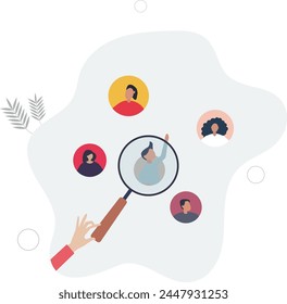 Recruiting employees and human resources hiring job.flat vector illustration.