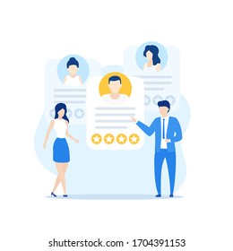 recruiting, HR and employee review, vector