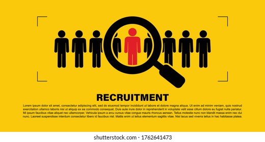 Recruiting human resource management business corporate concept. Recruitment process that is suitable for the position. Vector illustration