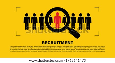 Recruiting human resource management business corporate concept. Recruitment process that is suitable for the position. Vector illustration