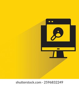 recruiting on desktop computer icon with shadow yellow background