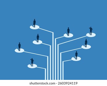 Recruiting. Team of Businessmen Standing on a Logical Tree