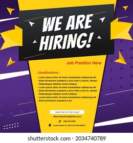 Recruitment Advertising Template. Job Hiring Poster, Social Media, Banner, Flyer. Digital Announcement Job Vacancies Layout