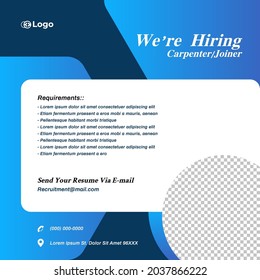 Recruitment advertising template. Recruitment Poster, Job hiring poster, social media, banner, flyer. Digital announcement job vacancies layout work from home concept