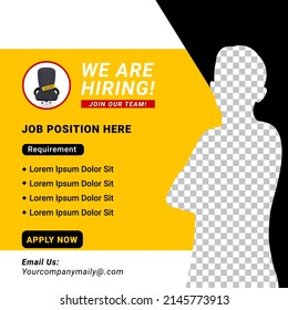 Recruitment advertising template. Recruitment Poster, Job hiring poster, social media, banner, flyer. Digital announcement job vacancies layout