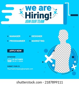 Recruitment advertising template. Recruitment Poster, Job hiring poster, social media, banner, flyer. Digital announcement job vacancies layout