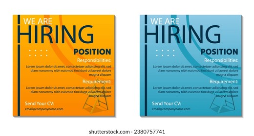Recruitment advertising template. Recruitment Poster, Job hiring poster, social media, banner, flyer. Digital announcement job vacancies layout.
