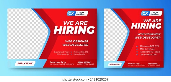 Recruitment advertising template. Recruitment Poster, Job hiring poster, social media, banner, flyer. Digital announcement job vacancies layout