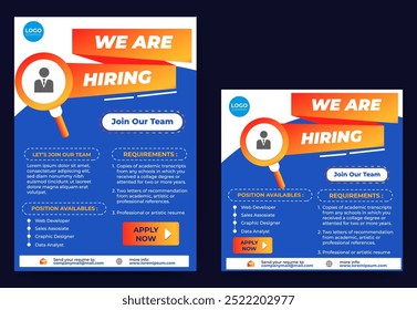 Modelo de anúncio de recrutamento. Cartaz de Recrutamento, Cartaz de contratação de emprego, mídias sociais, banner, folheto. Layout de vagas de emprego para anúncio digital	