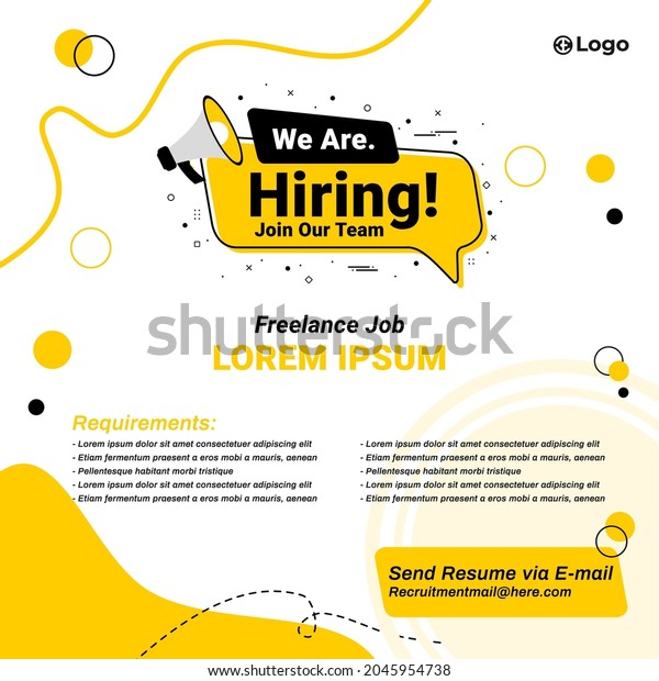 Recruitment advertising template. Recruitment\
Poster, Job hiring poster, social media, banner, flyer. Digital\
announcement job vacancies\
layout