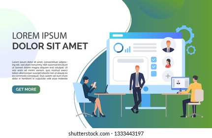 Recruitment agency, candidates and sample text. Personnel, hr, employment concept, presentation slide template. Can be used for topics like business, recruitment, human resources