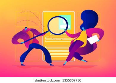 Recruitment agency, human resources service, recruitment network concept. Vector isolated concept illustration. Small heads and huge legs people. Hero image for website.