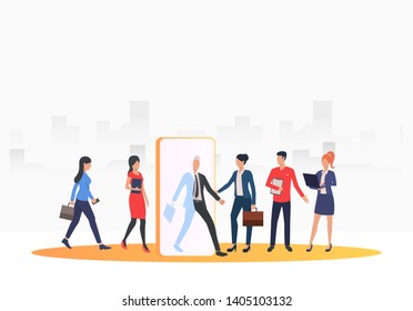 Recruitment agency searching for job applicants. HR, headhunting, hiring concept. Vector illustration can be used for topics like business, recruitment, employment