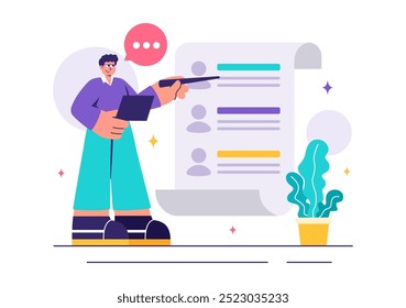 Ilustración vectorial de la agencia de contratación con gerentes que seleccionan candidatos Empleado para varios puestos de trabajo u otras Organizaciones
