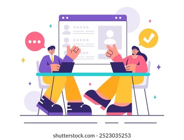 Recruitment Agency Vector Illustration featuring Managers Selecting Candidates Employee for Various Job Positions or Other Organizations