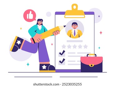Recruitment Agency Vector Illustration featuring Managers Selecting Candidates Employee for Various Job Positions or Other Organizations