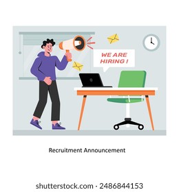 Recruitment Announcement concept flat style stock illustration with background. EPS 10 File