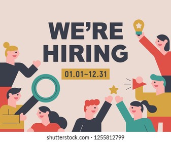Recruitment announcement poster concept illustration. flat design vector graphic style people set. Recruitment announcement poster concept illustration. flat design vector graphic style people set.