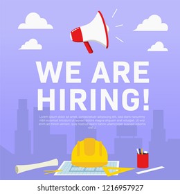 Recruitment for architect and civil engineering poster in square format size. We are hiring poster promotion information adverstising