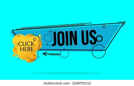recruitment banner with join us text and blue background. used for advertising badges, posters and websites