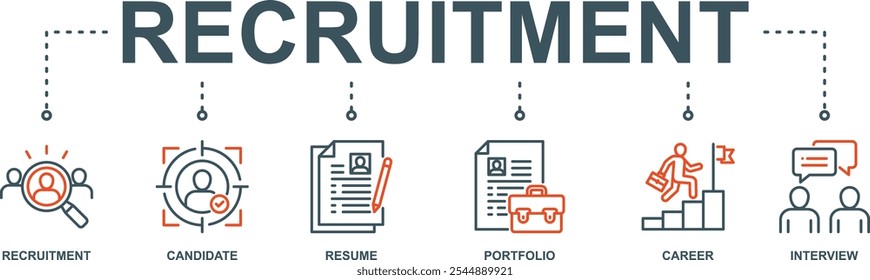 Rekrutierung Banner Web-Symbol Vektorgrafik-Konzept mit Symbol