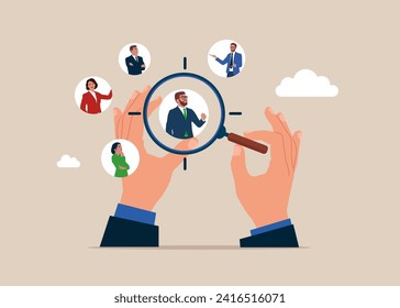 Recruitment business. Focus on customer, users or people. Marketing strategy. Flat vector illustration