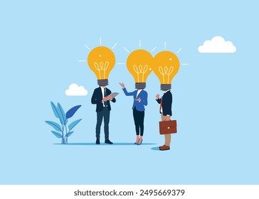 Recruitment business and human resources management. HR use magnifying glass to choose best candidate. Flat vector illustration. 