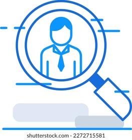 Recruitment business people icon with blue outline style. business, recruitment, people, job, icon, human, search. Vector Illustration
