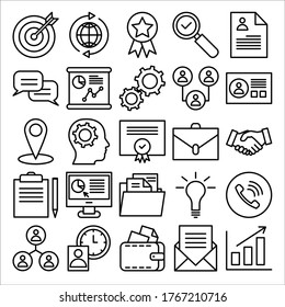 
Recruitment and businessicon set. Collection of linear simple web icons and Editable vector stroke.