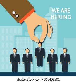 Recruitment a candidate for the job. Hiring an employee. Stock vector illustration.