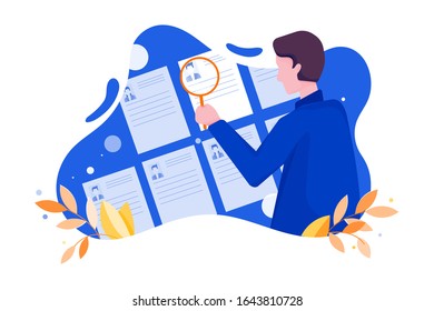 Recruitment concept with character. Can use for web banner, mobile app, hero images. Flat vector illustration on white background.