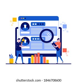 Recruitment concept with character. People using application for employee hiring. Web recruit resources, choice, research or fill form for selection. Modern flat style for landing page, hero images.