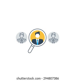 Recruitment concept. Head hunting. Interview a candidate.