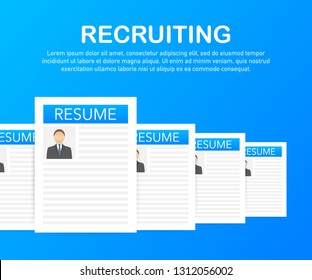 Recruitment concept. Hire workers, choice employers search team for job. Resume icon. Vector stock illustration.