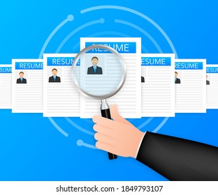 Recruitment concept. Hire workers, choice employers search team for job. Resume icon. Vector illustration.