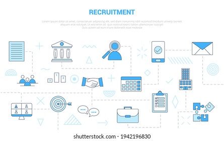 recruitment concept with icon set template banner with modern blue color style