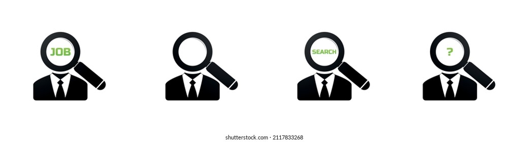 Juego De Icono De Concepto De Contratación - Ilustraciones De Vectores Aisladas En Fondo Blanco