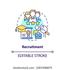 Recruitment concept icon. Talent search. Employment agency. Human resource. Talent management. Headhunting abstract idea thin line illustration. Isolated outline drawing. Editable stroke