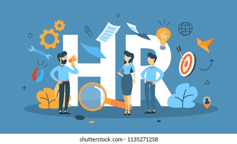 Recruitment concept. Idea of choosing a candidate to hire. Human resources management. Flat line vector illustration