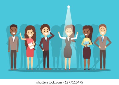 Recruitment concept. Idea of choosing a candidate to hire. Human resources management. Flat vector illustration