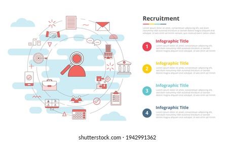 recruitment concept for infographic template banner with four point list information