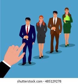 recruitment concept, interview, hand, job hunter, vector illustration