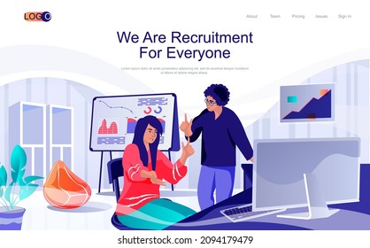 Recruitment concept isometric landing page. People looking for candidates for vacancy, HR management, human resources company, 3d web banner. Vector illustration in flat design for website template