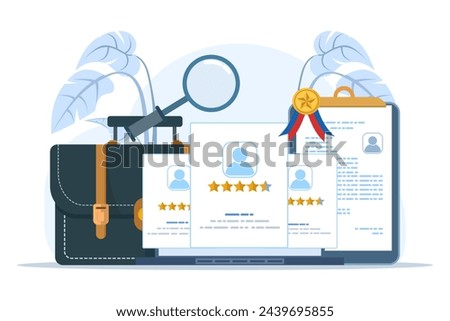 recruitment concept for job candidate list, Employment, Job search, Recruitment, Human resource management for website banner, landing page, infographic, mobile app. flat vector illustration.