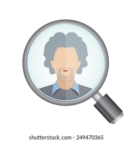 recruitment concept, magnifier glass zoom in a man