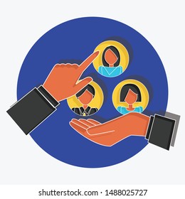 Recruitment concept on white background. Flat vector illustration for website. 