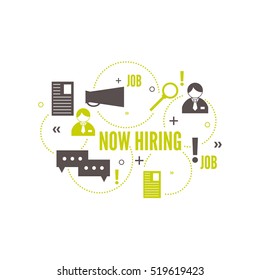 Recruitment. Concept search better candidate for open position. We are hiring, hr. Vector linear icon.