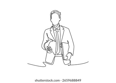 Concepto de contratación. Diseño de dibujo de línea única. Ilustración gráfica de Vector