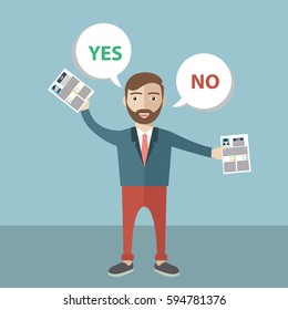 Recruitment concept vector. Interview and hiring employee, business research illustration, business research illustration, businessman choosing from cv